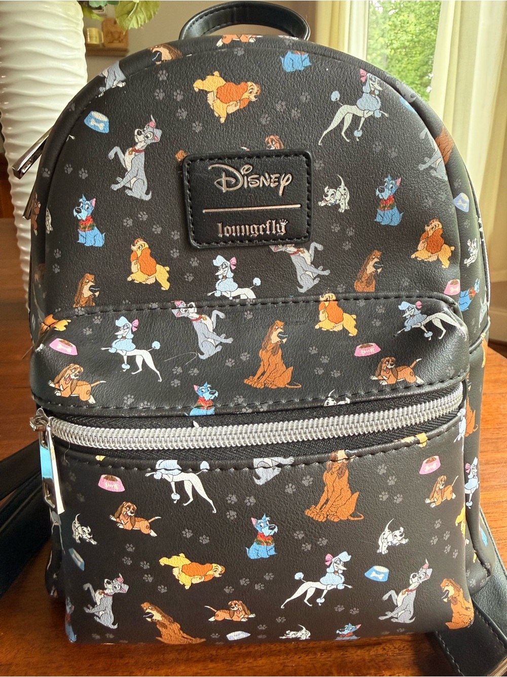Loungefly Black Disney Dog Pattern Mini Backpack